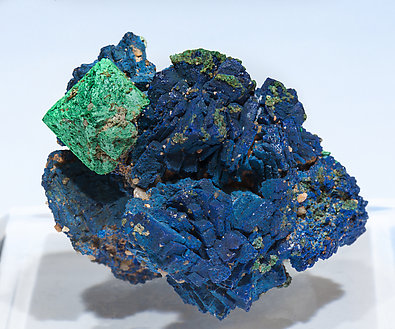 Malachite after Cuprite with Azurite. Side