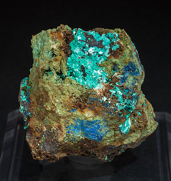 Chalcophyllite with Azurite. 