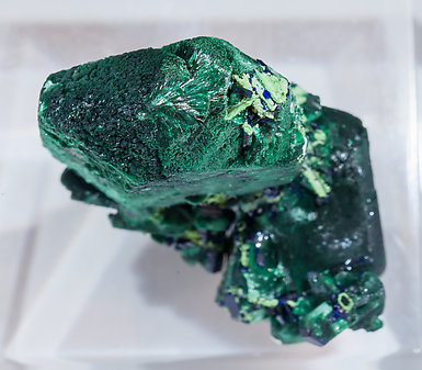 Malachite after Azurite with Azurite. Top