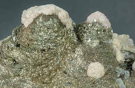 Pyrite after Pyrrhotite with Pyrite, Rhodochrosite, Sphalerite and Quartz. 