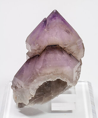 Quartz (variety amethyst) with Quartz (variety smoky). Front