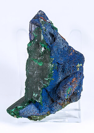 Azurite  with Malachite after Azurite. Rear