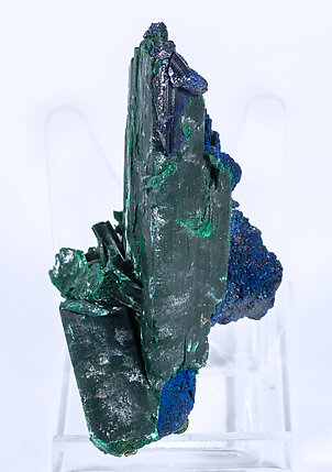 Azurite  with Malachite after Azurite. Side