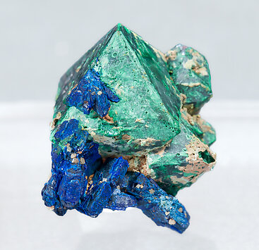 Malachite after Cuprite with Azurite. Side