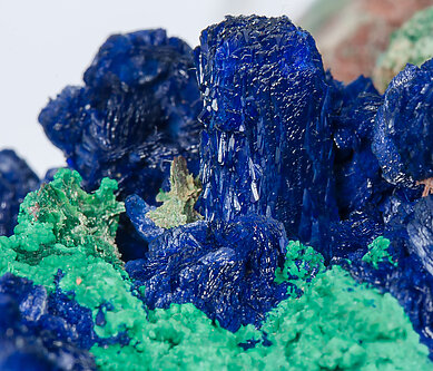 Azurite with Malachite and Quartz. 