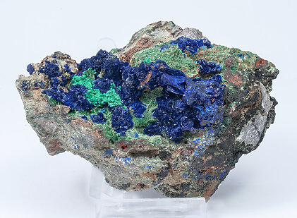 Azurite with Malachite and Quartz. Side