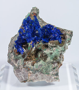 Azurite with Quartz. Front