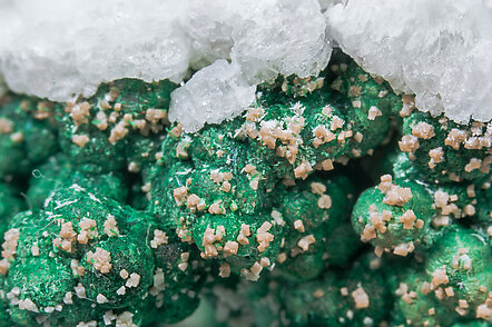 Malachite with Calcite and Cerussite. 