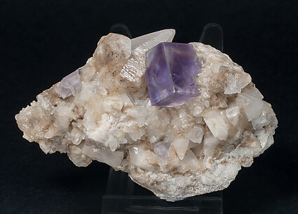 Fluorite with Calcite. Front