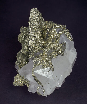 Pyrite perimorphic of Baryte with Quartz. Side