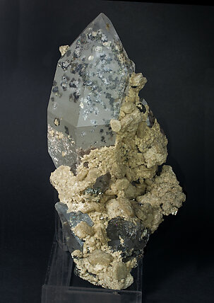 Quartz with inclusions of sulphides and with Siderite, Sphalerite, Marcasite and Muscovite. 