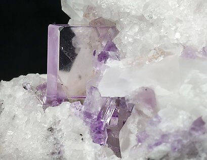 Fluorite with Calcite and Quartz. 