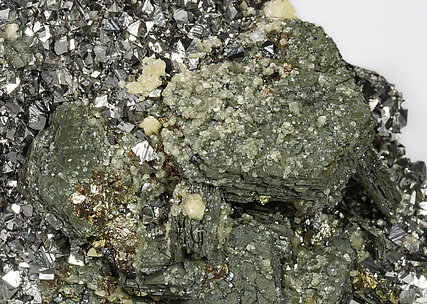 Pyrite after Pyrrhotite with Galena, Arsenopyrite, Sphalerite and Chalcopyrite. 