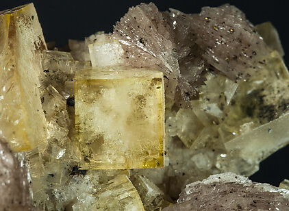Fluorite with Baryte and Chalcopyrite. 