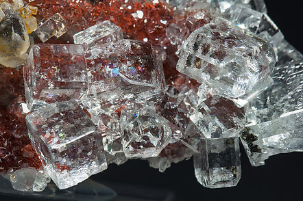 Fluorite on Quartz (variety red quartz). 