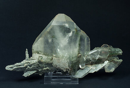 Quartz (variety faden quartz) with Chlorite inclusions. Rear