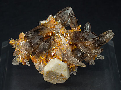 Zircon with Quartz (variety smoky), Orthoclase and Aegirine. Rear