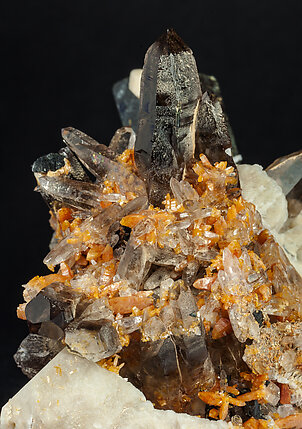 Zircon with Quartz (variety smoky), Orthoclase and Aegirine. 