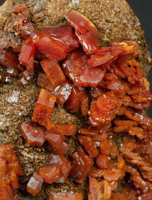 Vanadinite on Siderite. 