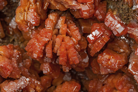 Vanadinite on Siderite. 