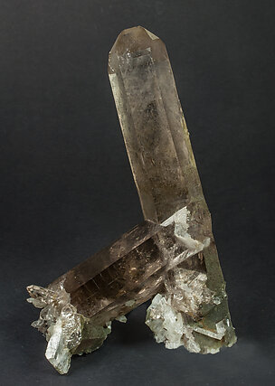 Quartz (variety smoky) with Albite. Front