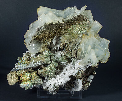 Baryte with Pyrite and Quartz. Rear