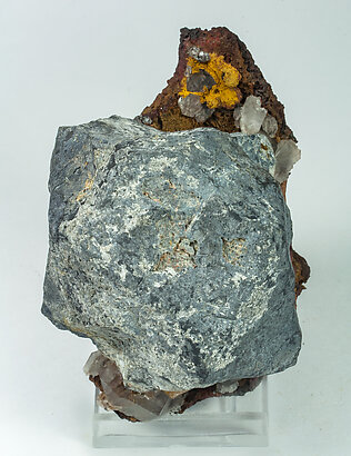 Galena with Cerussite, Quartz and Dolomite (variety Fe-bearing dolomite)