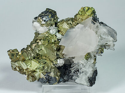 Pyrite with Calcite, Sphalerite and Quartz