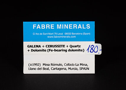 Galena con Cerusita, Cuarzo y Dolomita (variedad dolomita ferrífera)