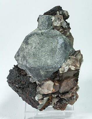 Galena with Cerussite, Quartz and Dolomite (variety Fe-bearing dolomite)