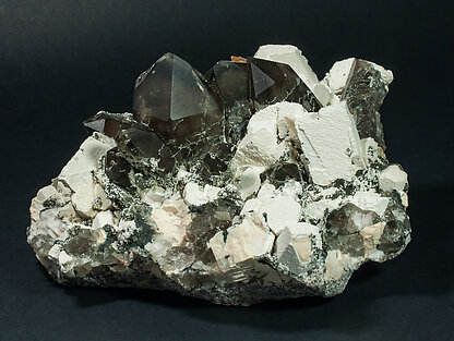 Quartz (variety smoky quartz) with Orthoclase and Mica
