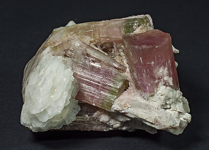 Elbaite with Albite (variety cleavelandite). Front