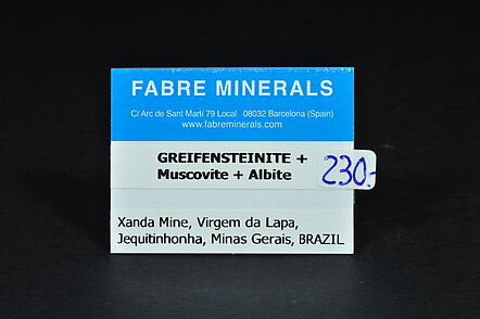 Greifensteinita con Moscovita y Albita