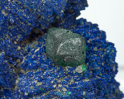 Azurite with Malachite after Cuprite and with Baryte