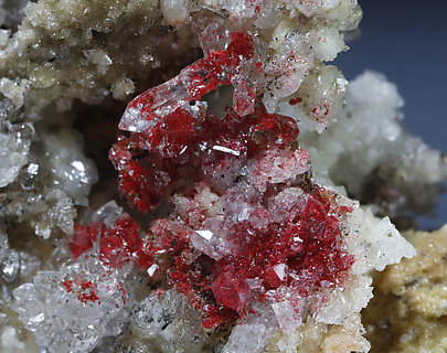 Cinnabar, Quartz, Calcite, Gypsum. 