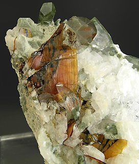 Brookite with Quartz and Albite. 