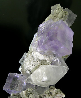 Fluorite with Calcite and Quartz. 