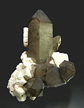 Smoky Quartz with Microcline and Albite. 