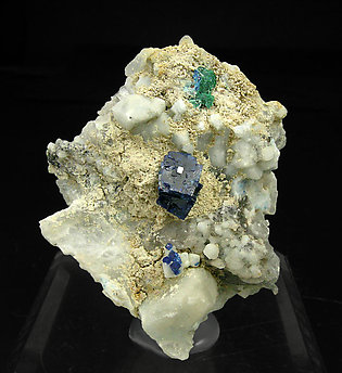 Boleite with Quartz, Gypsum and Brochantite. 