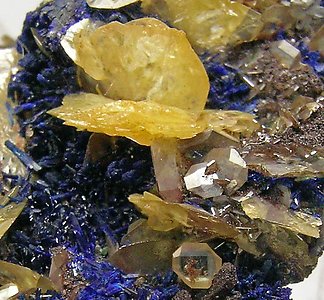 Wulfenite with Azurite and Dolomite. 