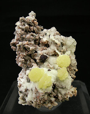 Mimetite with Cuprite and Calcite. 