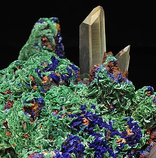 Malachite and Azurite with Quartz. 