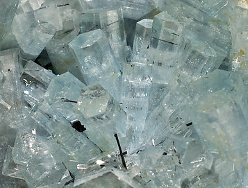 Beryl (variety aquamarine) with Schorl and Opal. 