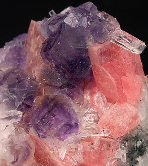 Fluorite with Rhodochrosite and Quartz. 