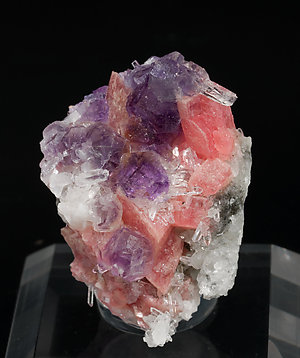 Fluorite with Rhodochrosite and Quartz. 