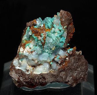 Adamite (variety cuprian) with Smithsonite. 